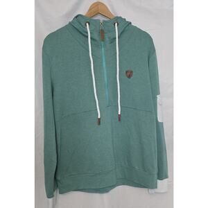 Wanakome Womens Teal Hoodie Sweatshirt Quarter-zip Rope Drawstrings Size XL